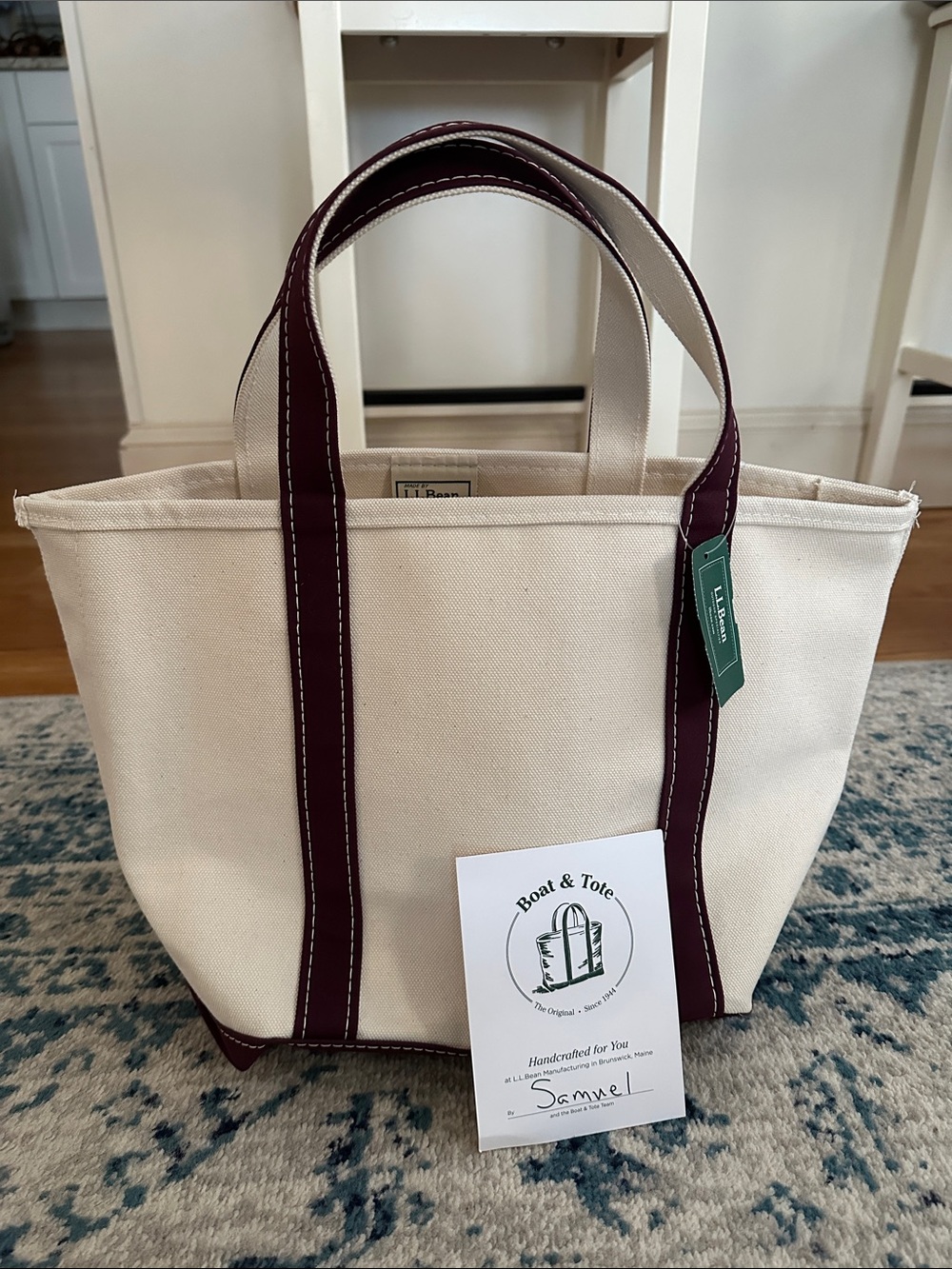 NWT L.L. Bean Boat & Tote Medium Fig Canvas Bag USA Made